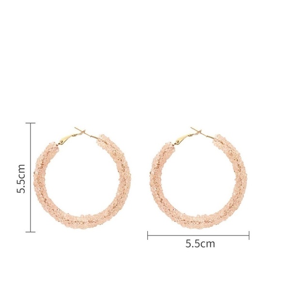 Earrings Hoops With Synthetic Beading. Gold Plated. - Picture 4 of 4